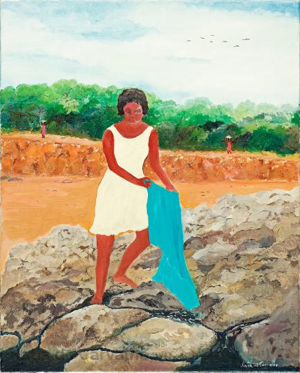 3) oil (cotton) laundress in yellow 40x50cm (2005)
